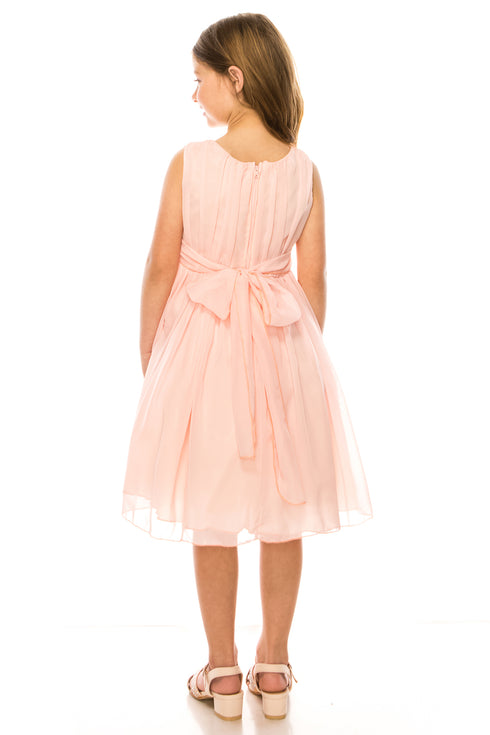 Girls Flower Waist Chiffon Flower Girl Dress 2-14 - SophiasStyle.com